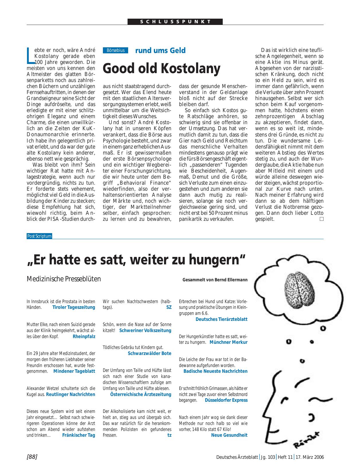 Vorschauseite 1: rund ums Geld: Good old Kostolany