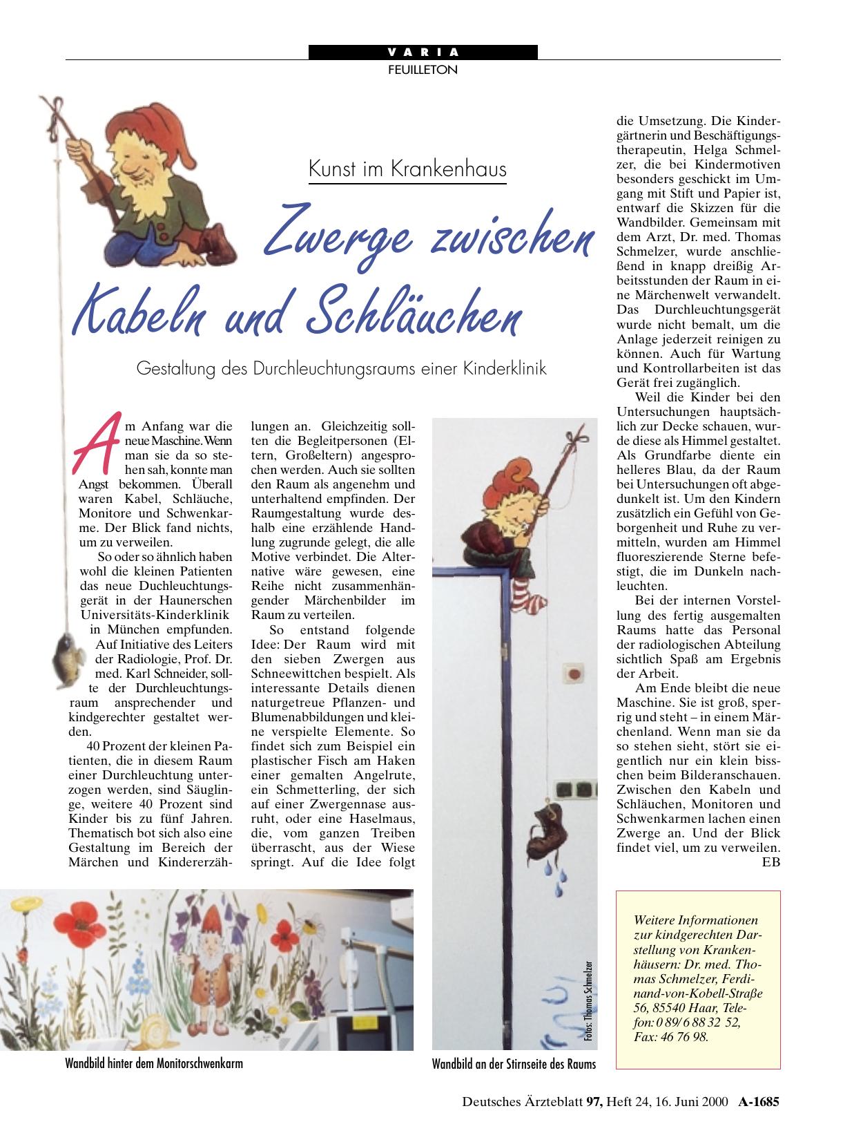 Vorschauseite 1: Kunst im Krankenhaus: Zwerge zwischen Kabeln und Schläuchen