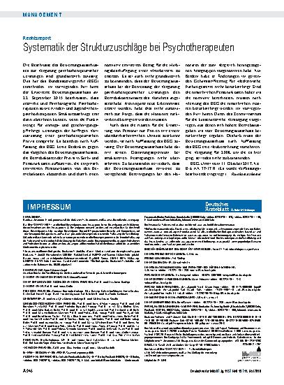 Vorschauseite 1: Rechtsreport: Systematik der Strukturzuschläge bei Psychotherapeuten