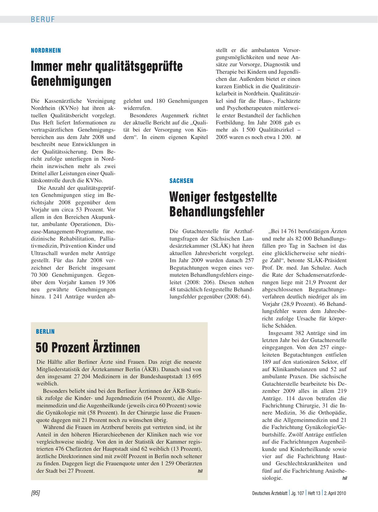 Vorschauseite 1: Sachsen: Weniger festgestellte Behandlungsfehler