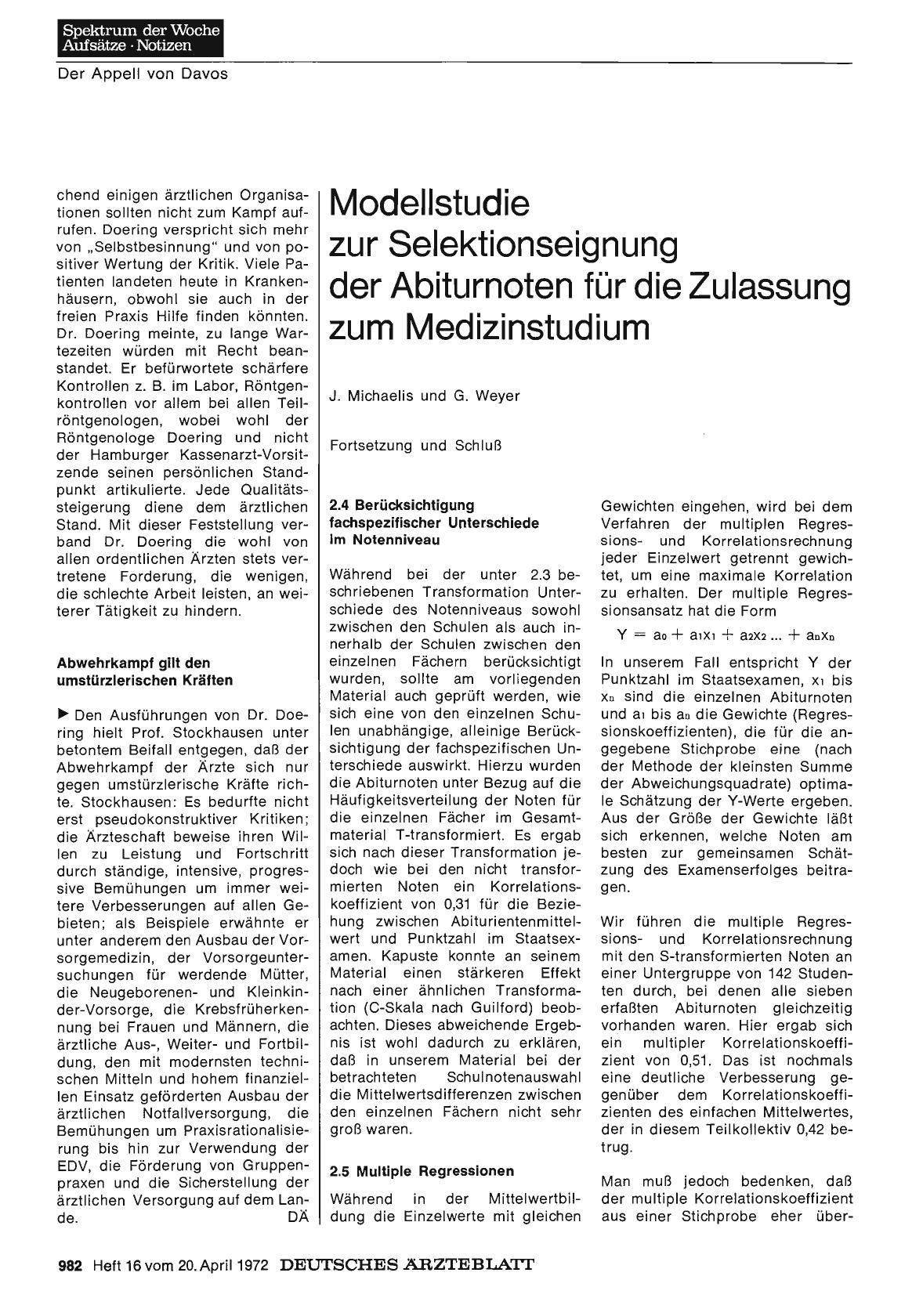 Vorschauseite 1: Modellstudie zur Selektionseignung der Abiturnoten für die Zulassung zum Medizinstudium