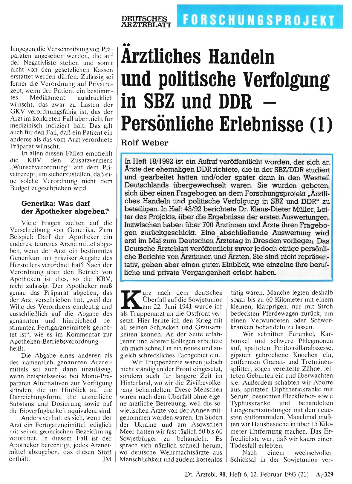 Vorschauseite 1: Ärztliches Handeln und politische Verfolgung in SBZ und DDR — Persönliche Erlebnisse (1)