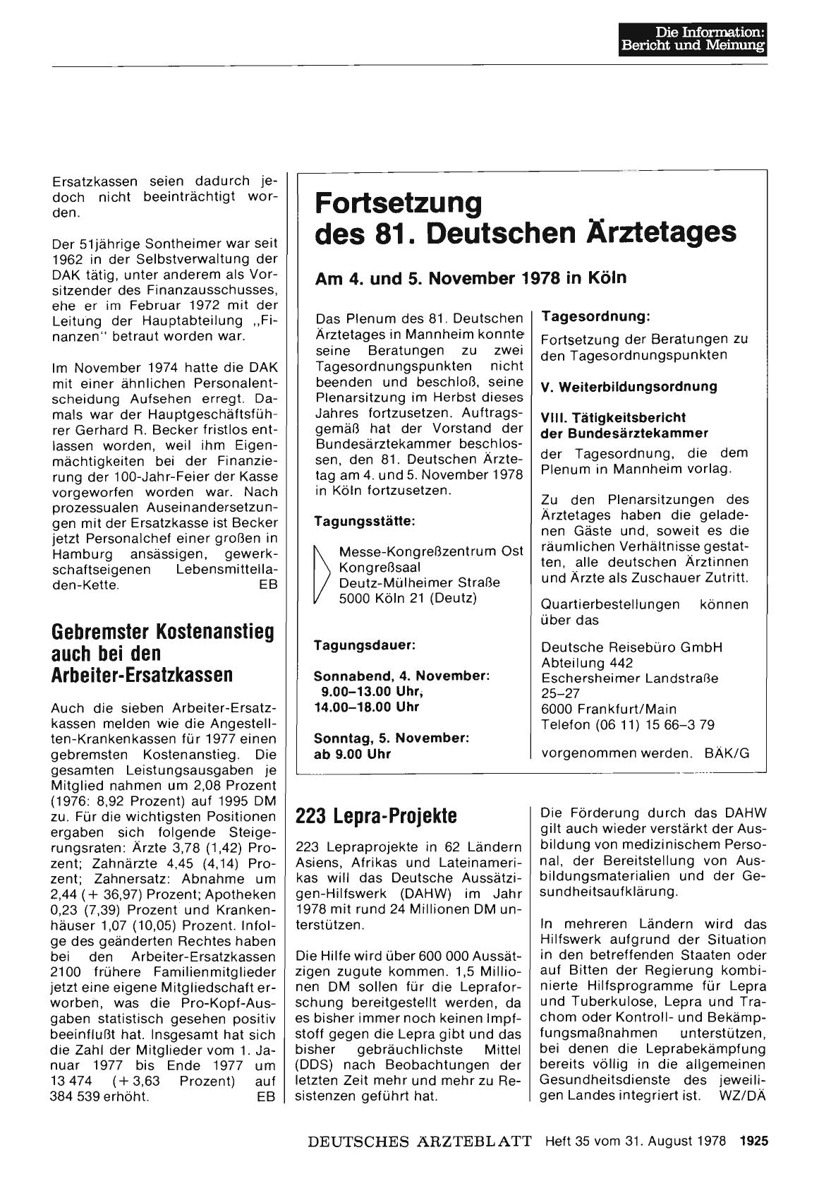Vorschauseite 1: Fortsetzung des 81. Deutschen Ärztetages
