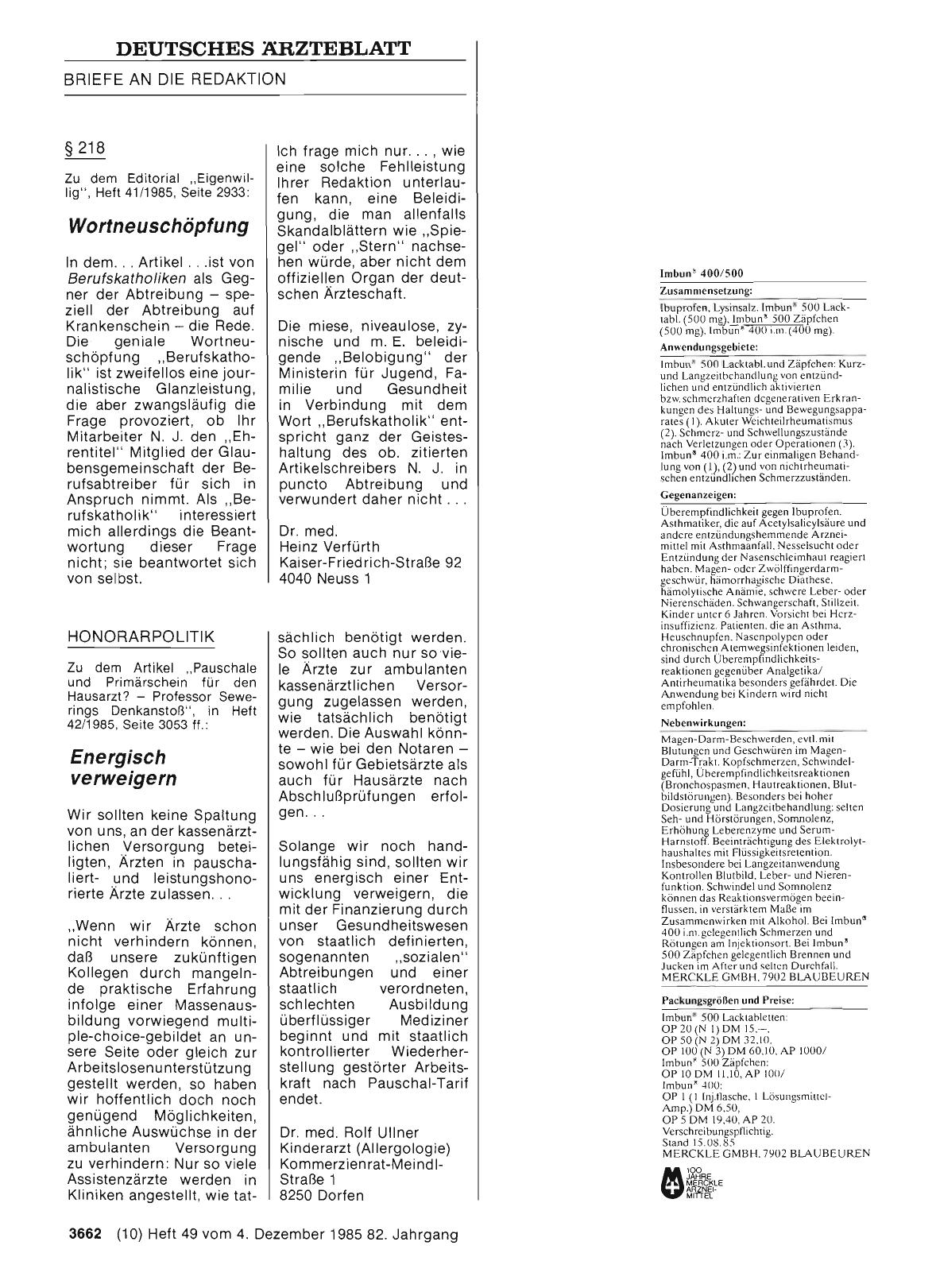 Vorschauseite 1: HONORARPOLITIK: Energisch verweigern
