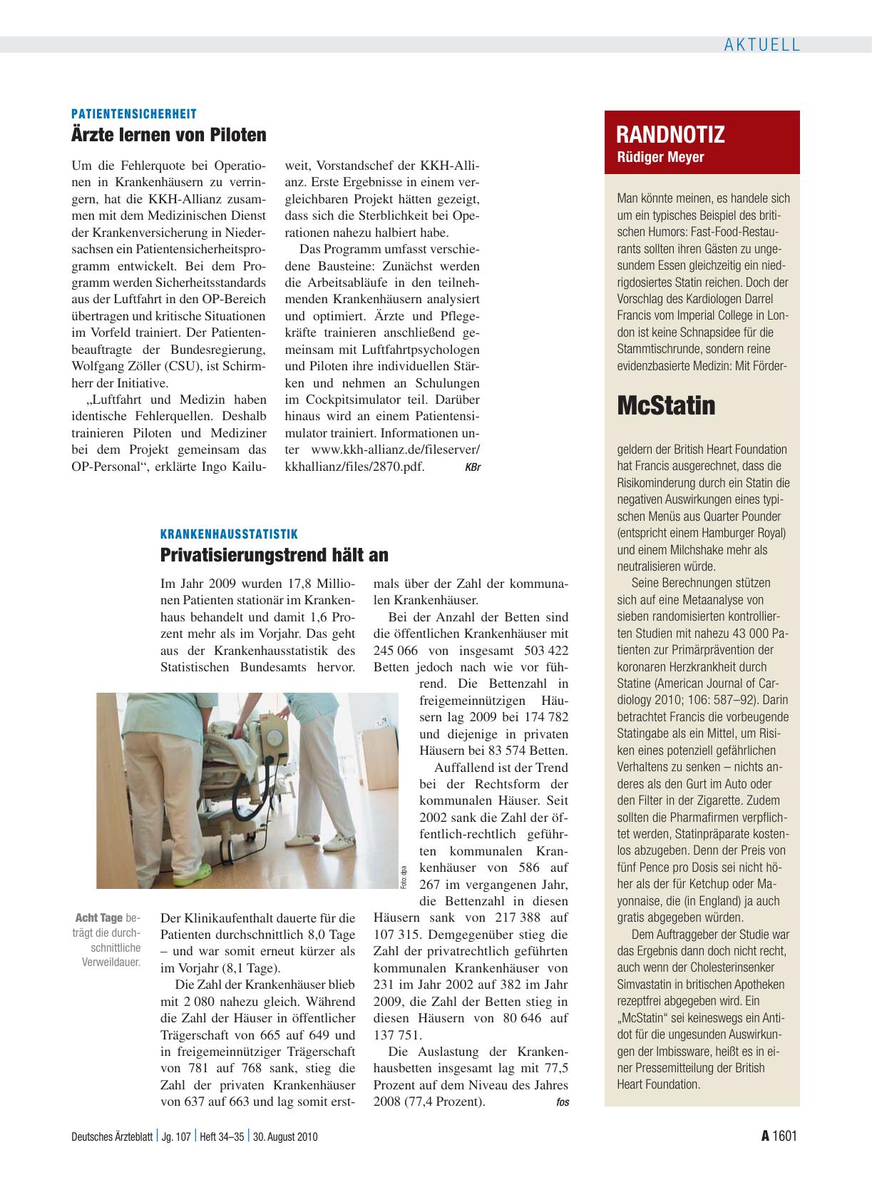 Vorschauseite 1: Krankenhausstatistik: Privatisierungstrend hält an