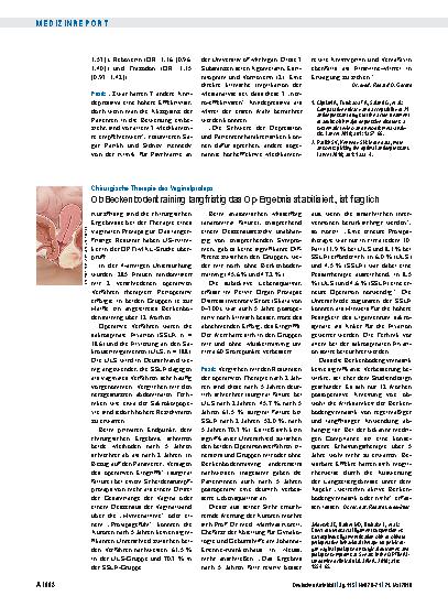 Vorschauseite 1: Chirurgische Therapie des Vaginalprolaps: Ob Beckenbodentraining langfristig das Op-Ergebnis stabilisiert, ist fraglich