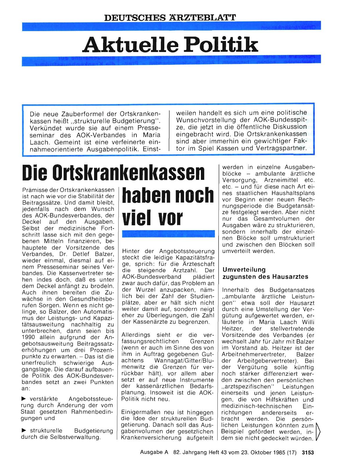 Vorschauseite 1: Die Ortskrankenkassen haben noch viel vor