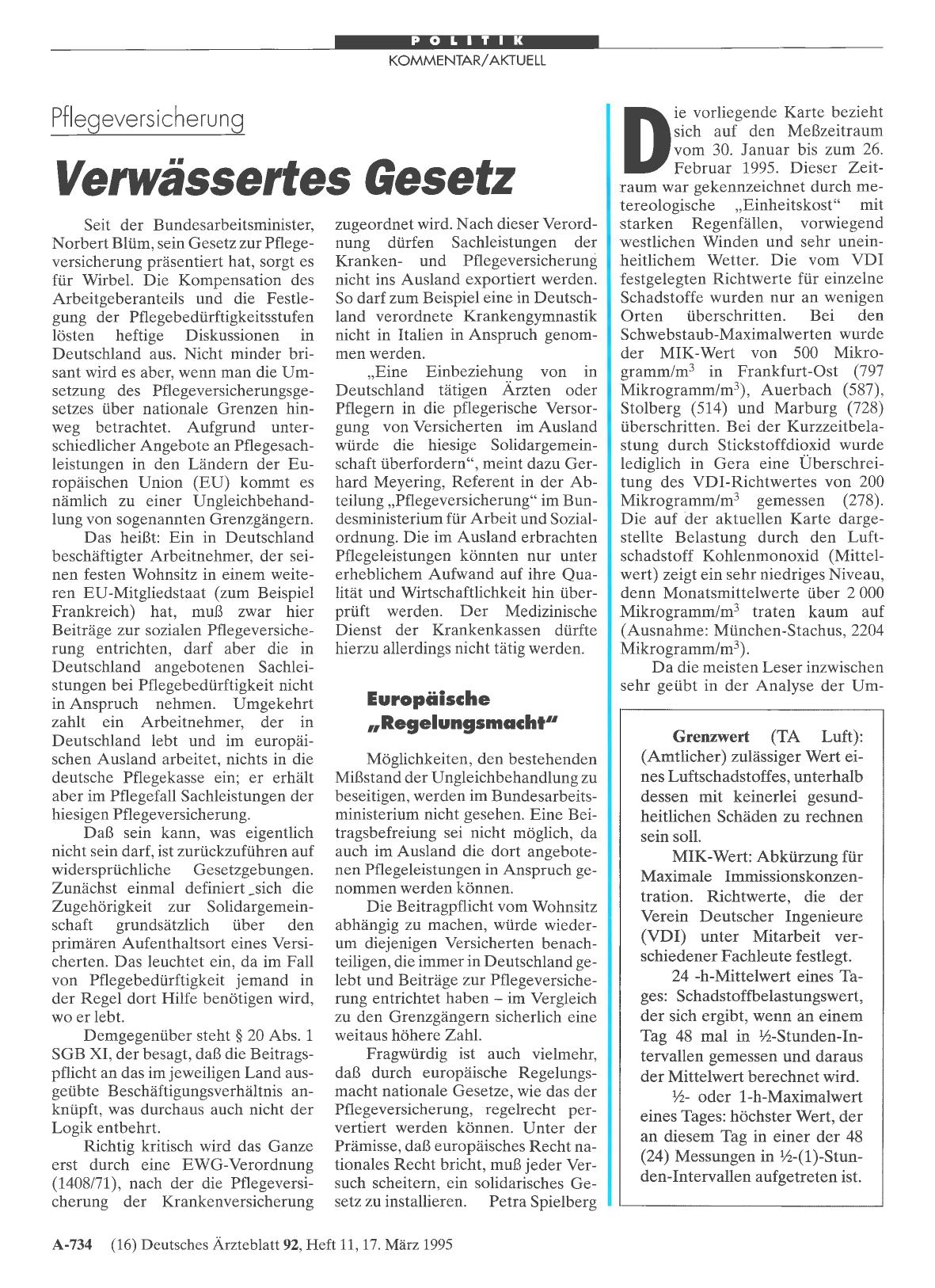 Vorschauseite 1: Pflegeversicherung: Verwässertes Gesetz