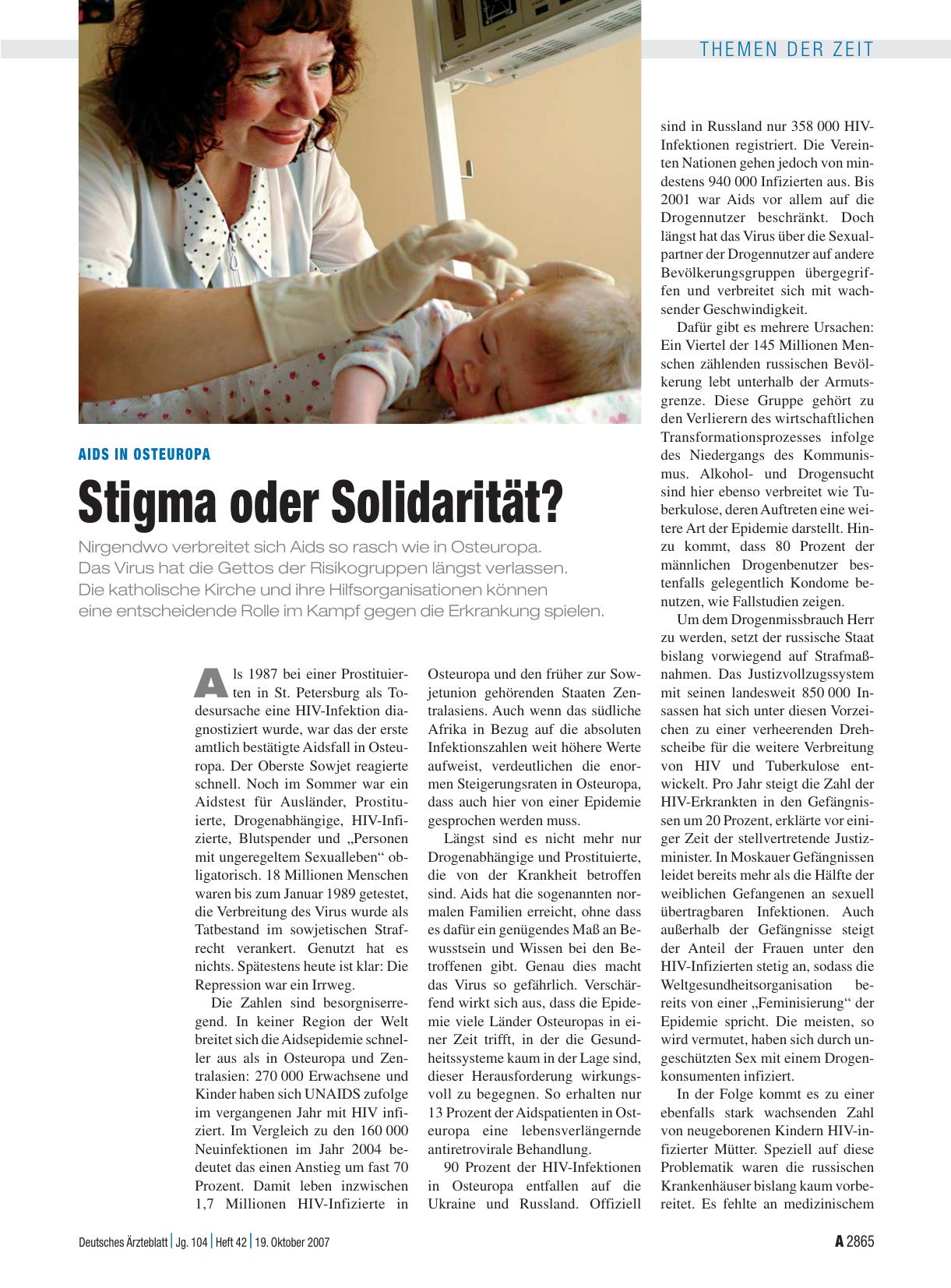 Vorschauseite 1: Aids in Osteuropa: Stigma oder Solidarität?