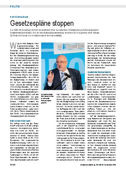 Vorschauseite 1: NAV-Virchow-Bund: Gesetzespläne stoppen