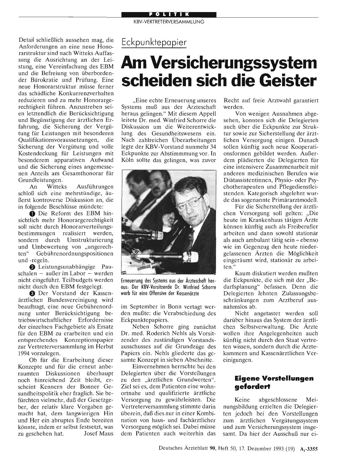 Vorschauseite 1: Eckpunktepapier: Am Versicherungssystem scheiden sich die Geister