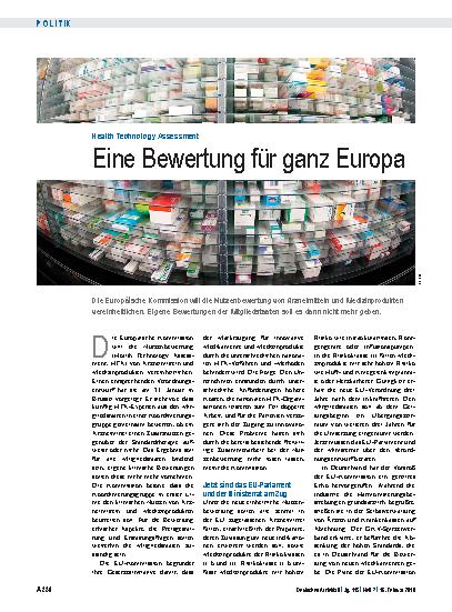 Vorschauseite 1: Health Technology Assessment: Eine Bewertung für ganz Europa