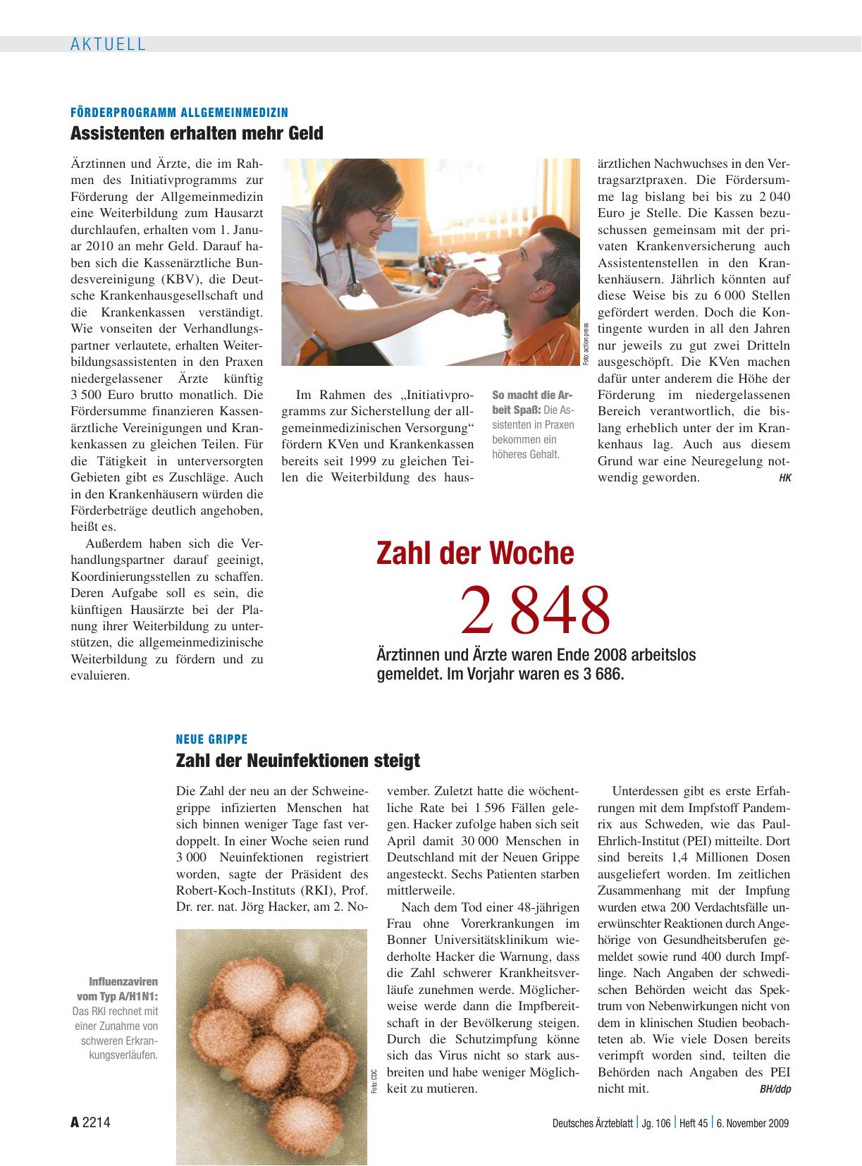 Vorschauseite 1: Förderprogramm Allgemeinmedizin: Assistenten erhalten mehr Geld