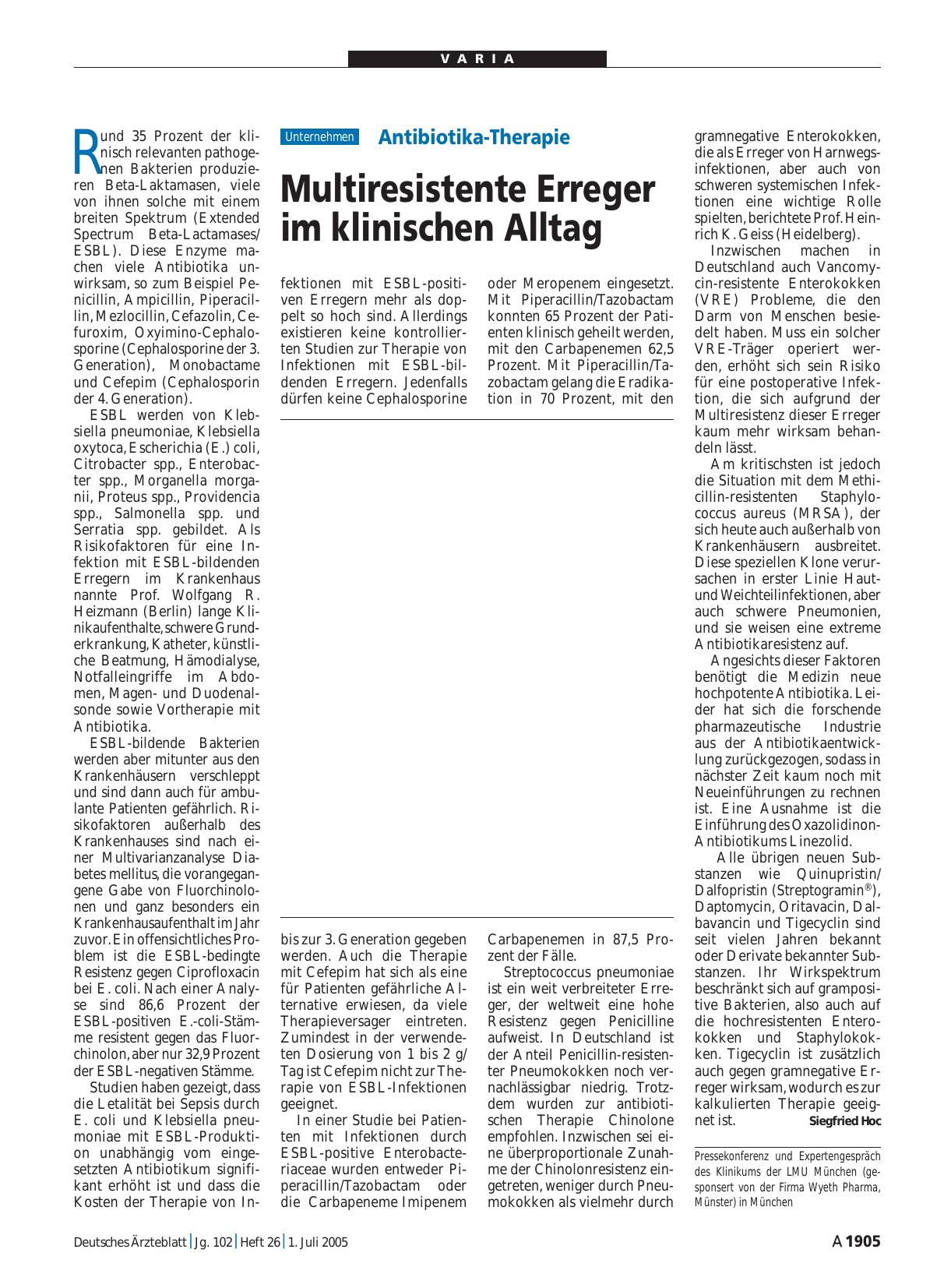 Vorschauseite 1: Antibiotika-Therapie: Multiresistente Erreger im klinischen Alltag