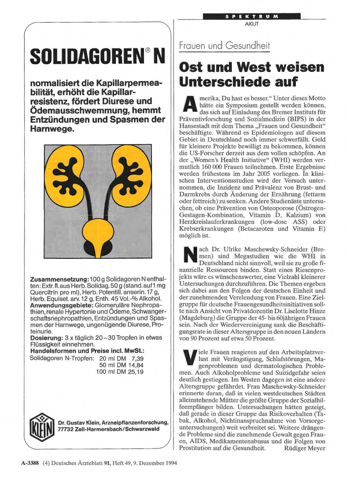 Vorschauseite 1: Frauen und Gesundheit: Ost und West weisen Unterschiede auf