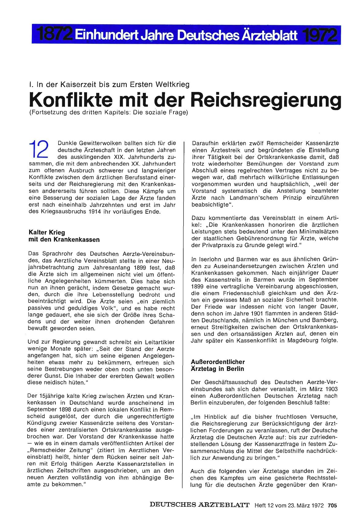 Vorschauseite 1: I. In der Kaiserzeit bis zum Ersten Weltkrieg: Konflikte mit der Reichsregierung