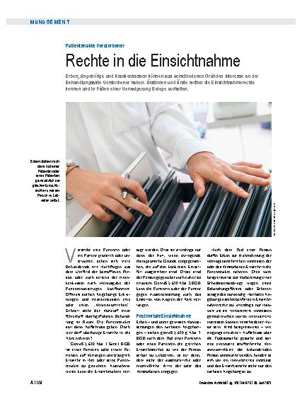Vorschauseite 1: Patientenakte Verstorbener: Rechte zur Einsichtnahme