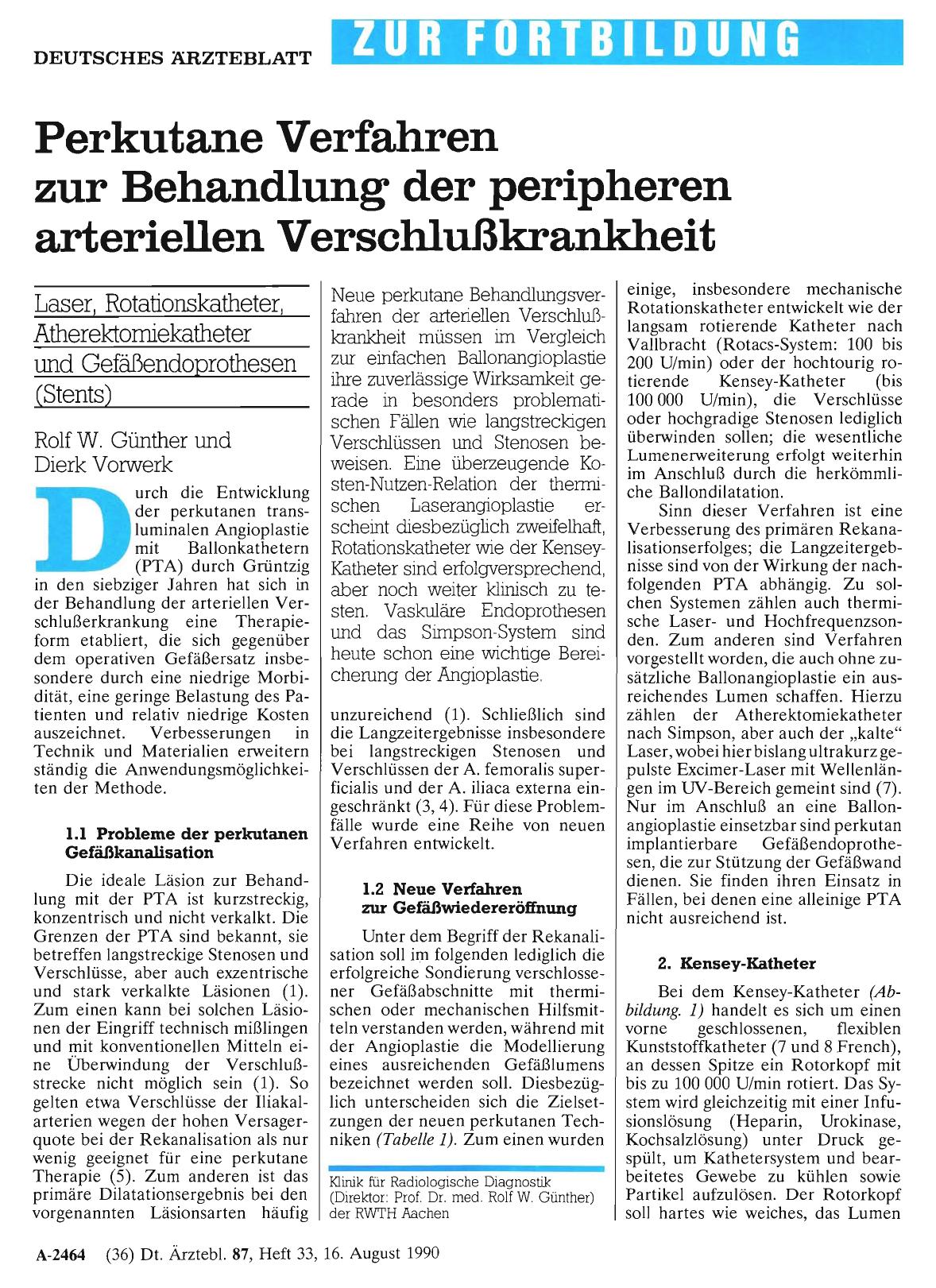 Vorschauseite 1: Perkutane Verfahren zur Behandlung der peripheren arteriellen Verschlußkrankheit