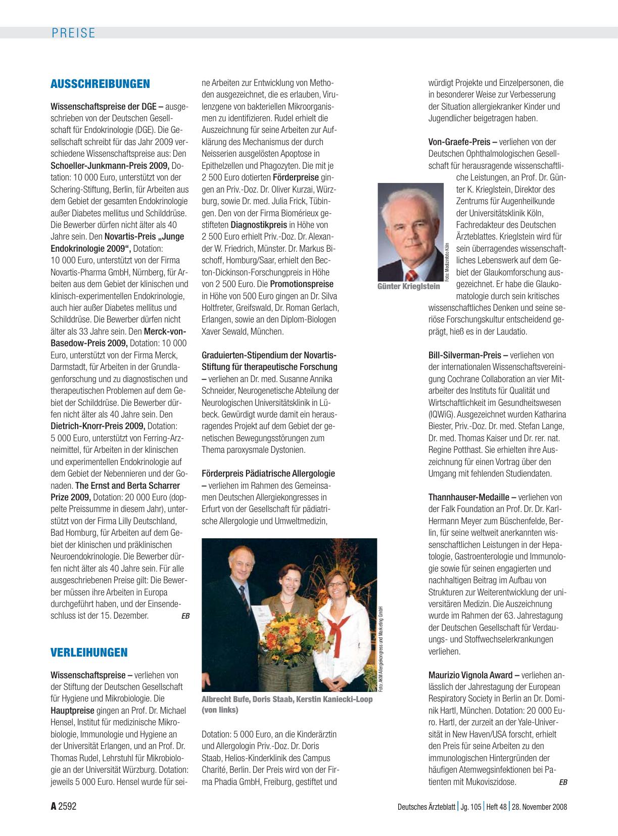 Vorschauseite 1: Verleihungen