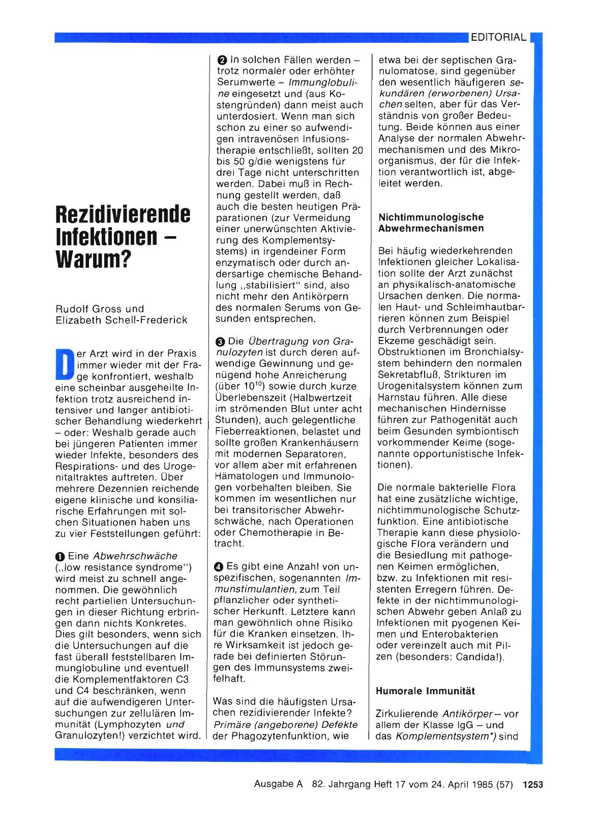 Vorschauseite 1: Rezidivierende Infektionen — Warum?