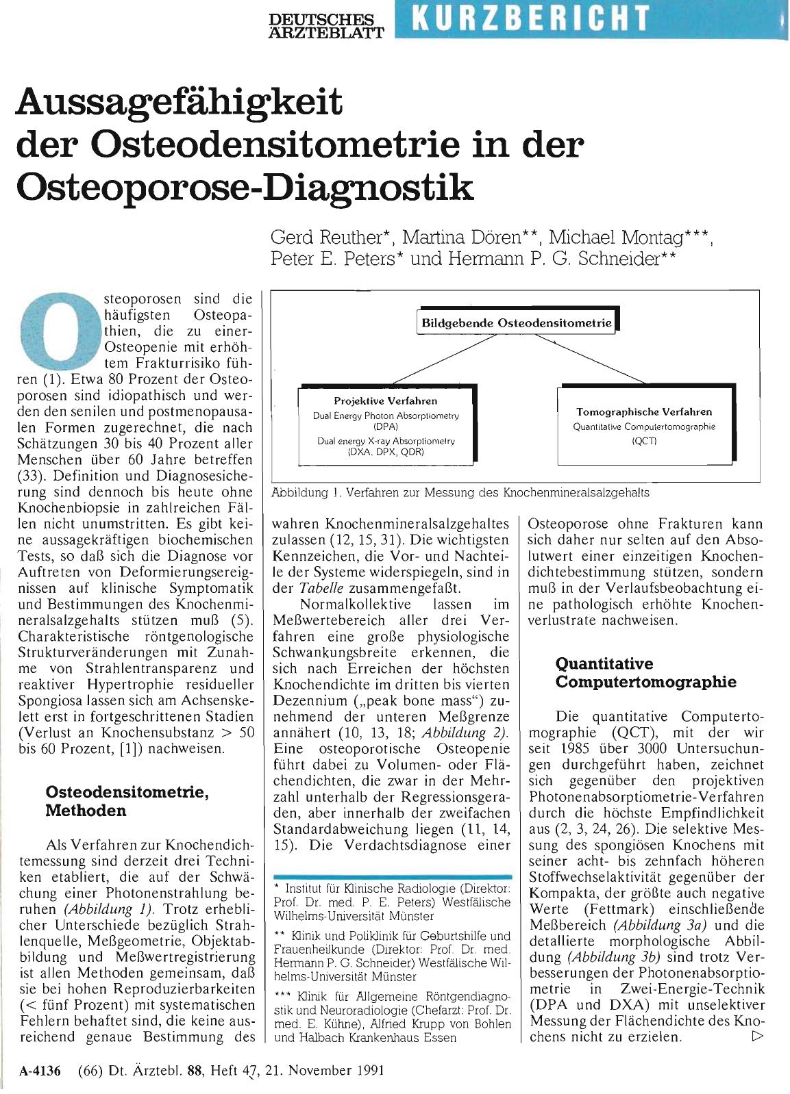 Vorschauseite 1: Aussagefähigkeit der Osteodensitometrie in der Osteoporose-Diagnostik