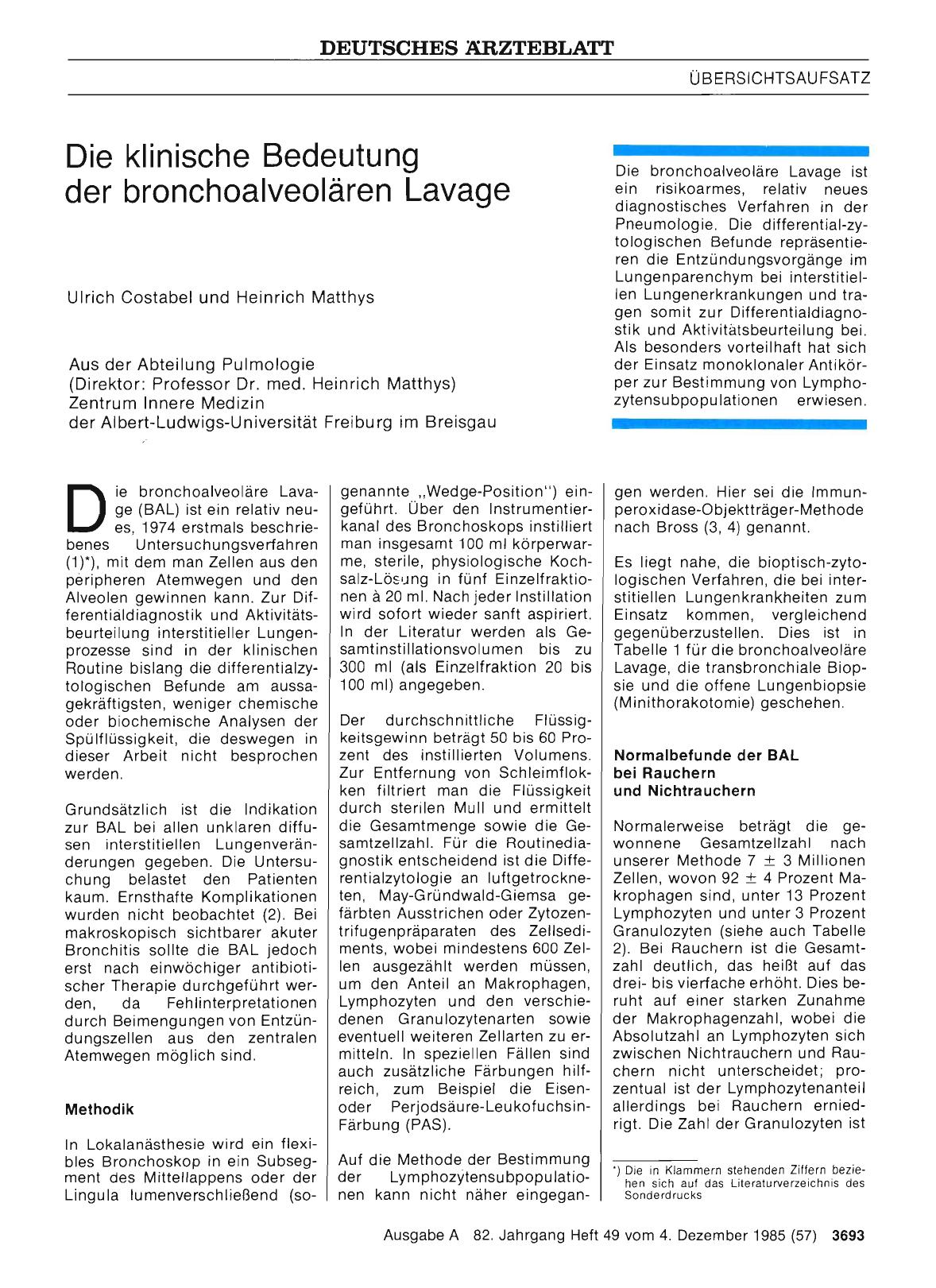 Vorschauseite 1: Die klinische Bedeutung der bronchoalveolären Lavage