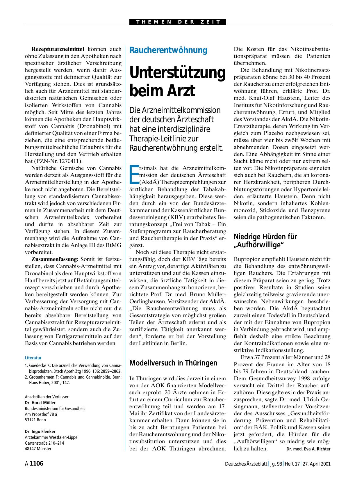 Vorschauseite 1: Raucherentwöhnung: Unterstützung beim Arzt