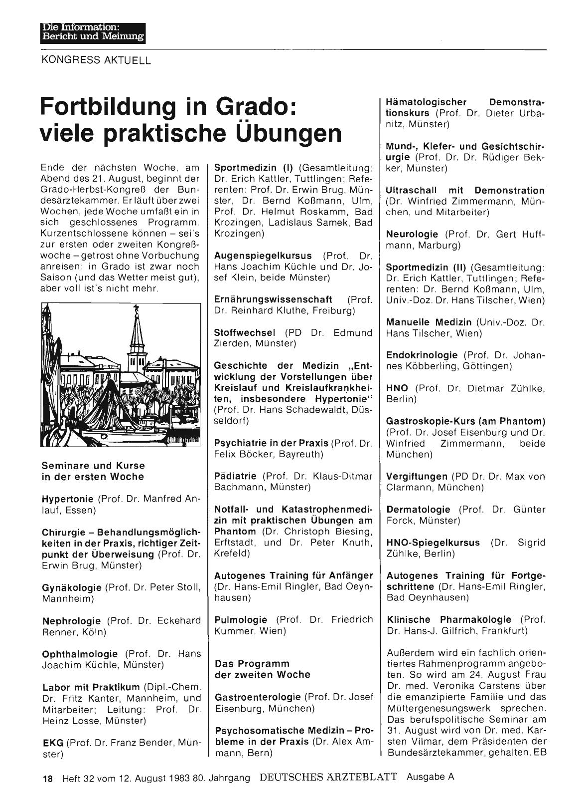Vorschauseite 1: Fortbildung in Grado: viele praktische Übungen