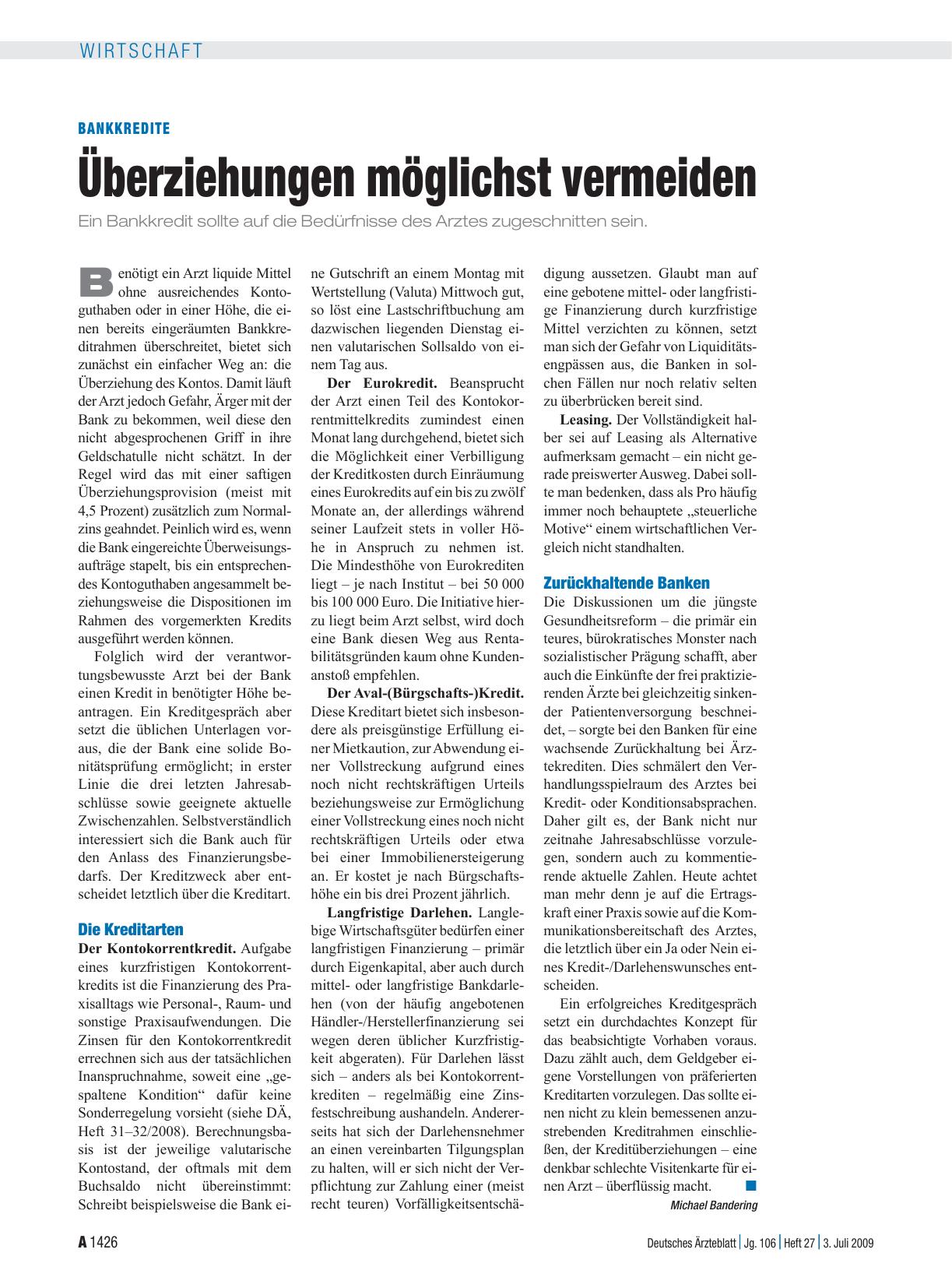 Vorschauseite 1: Bankkredite: Überziehungen möglichst vermeiden