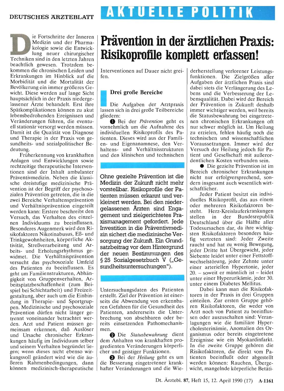 Vorschauseite 1: Prävention in der ärztlichen Praxis: Risikoprofile komplett erfassen!