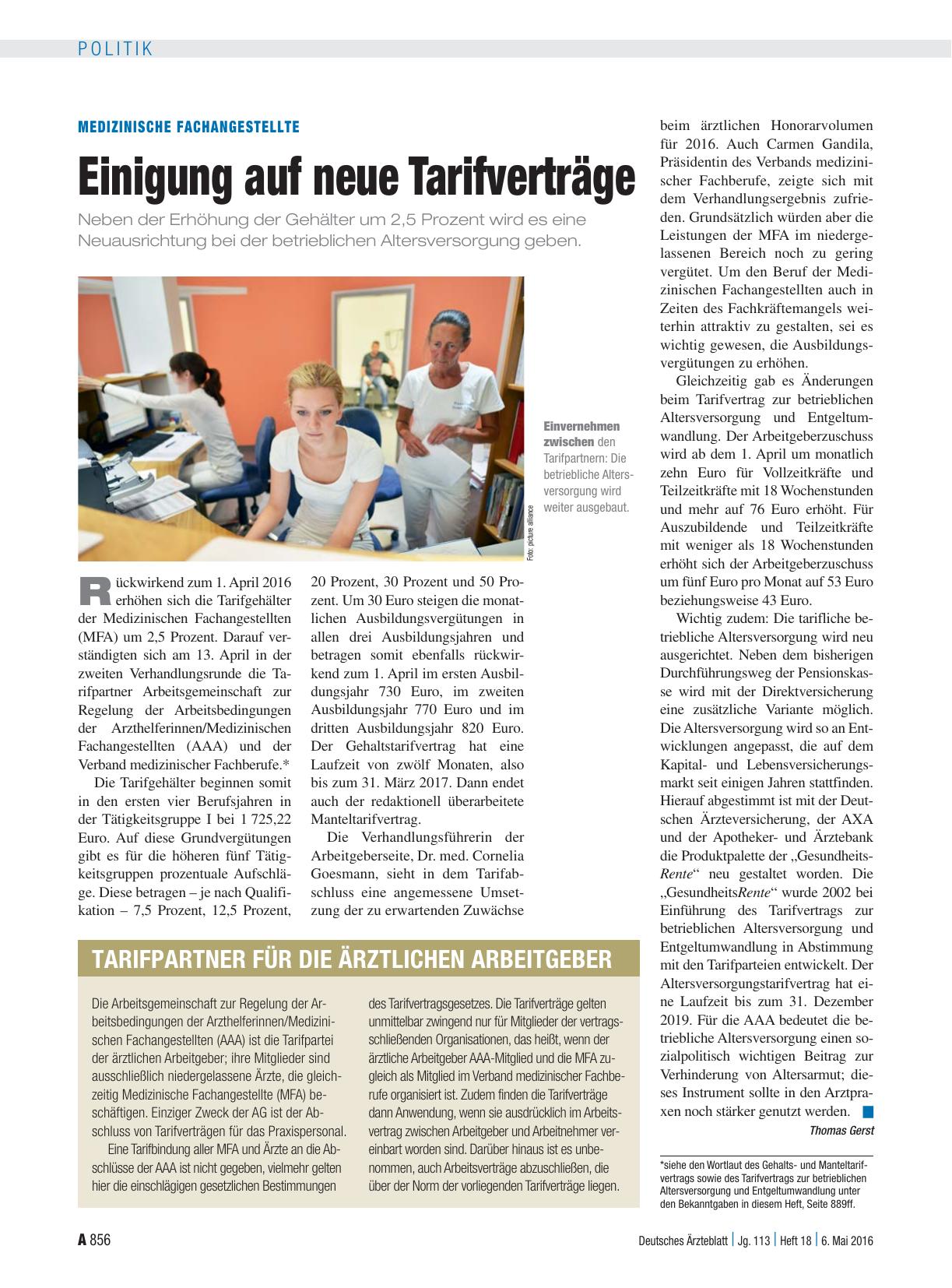 Vorschauseite 1: Medizinische Fachangestellte: Einigung auf neue Tarifverträge
