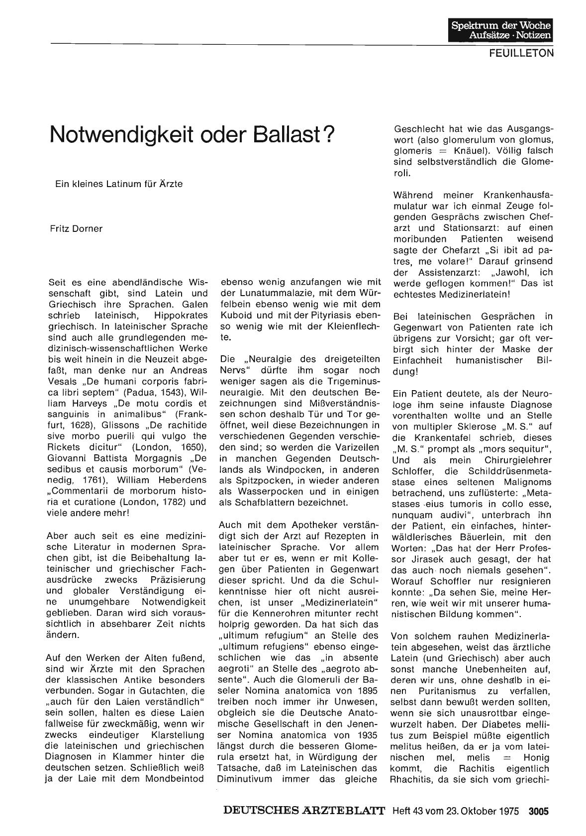 Vorschauseite 1: Notwendigkeit oder Ballast? : Ein kleines Latinum für Ärzte