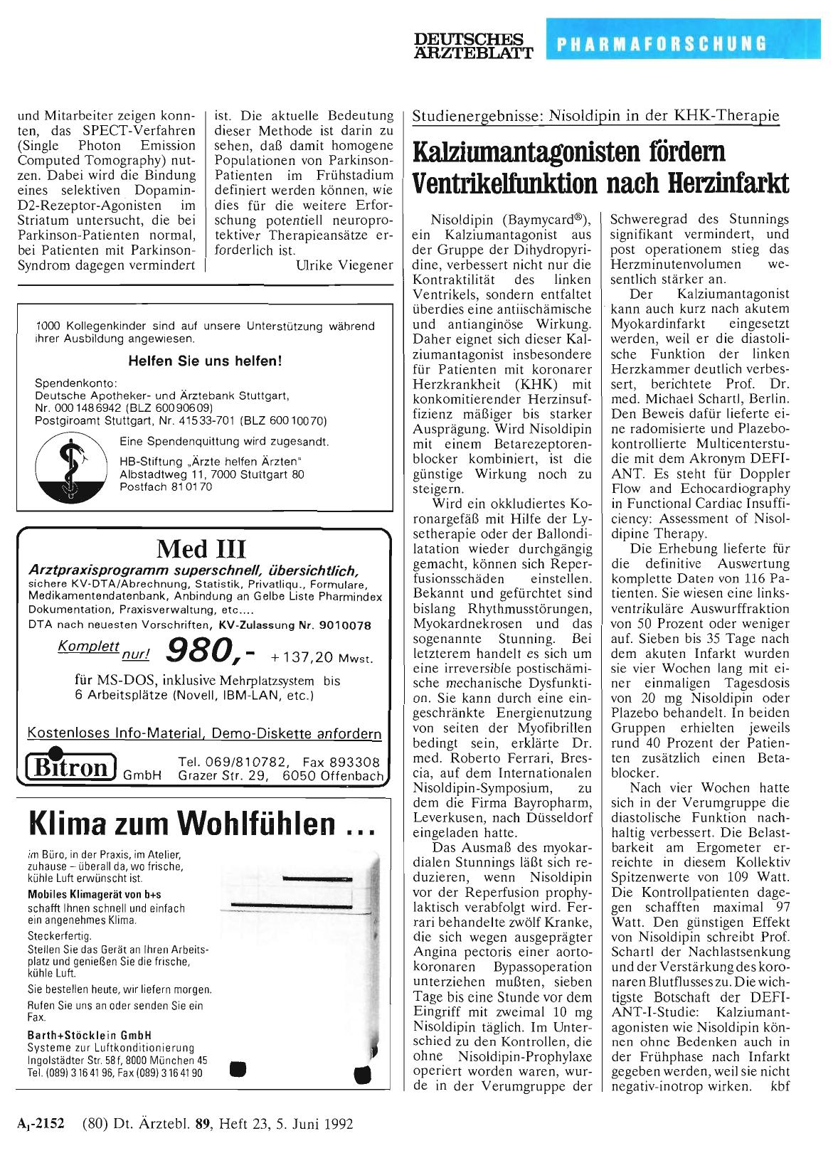 Vorschauseite 1: Studienergebnisse: Nisoldipin in der KHK-Therapie: Kalziumantagonisten fördern Ventrikelfunktion nach Herzinfarkt