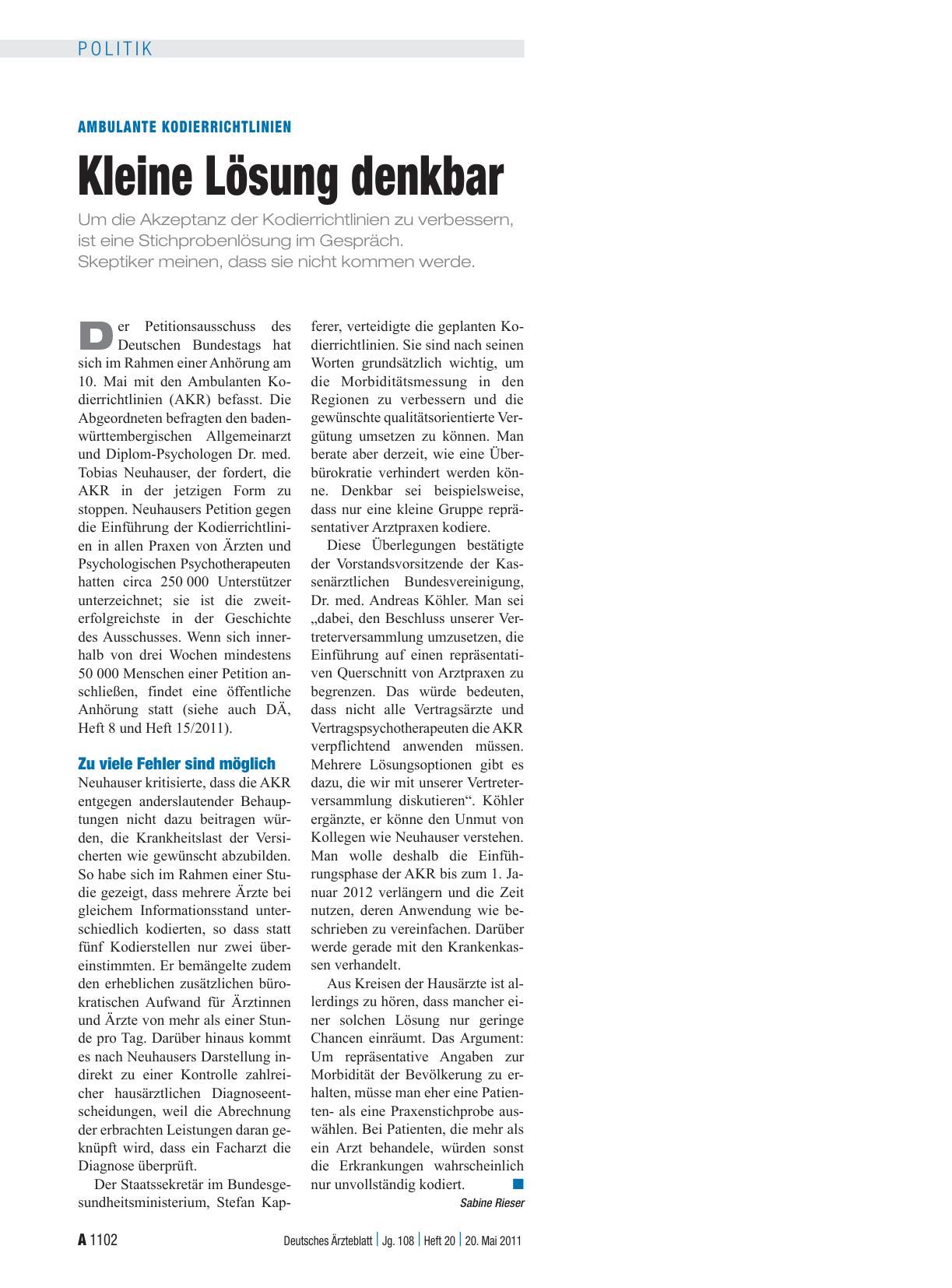 Vorschauseite 1: Ambulante Kodierrichtlinien: Kleine Lösung denkbar