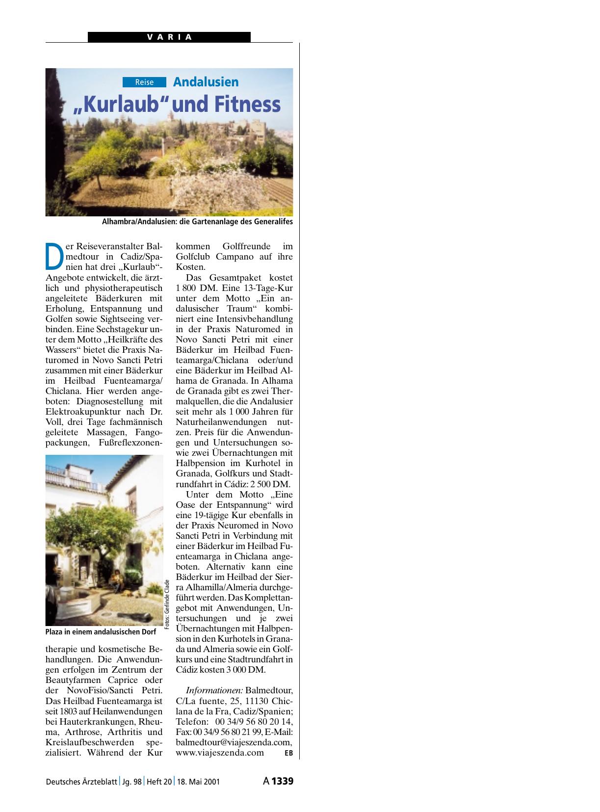Vorschauseite 1: Andalusien: „Kurlaub“ und Fitness