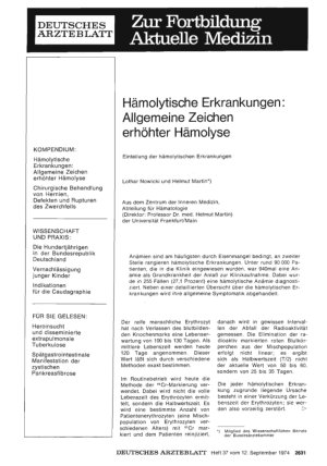 Vorschauseite 1: Hämolytische Erkrankungen: Allgemeine Zeichen erhöhter Hämolyse