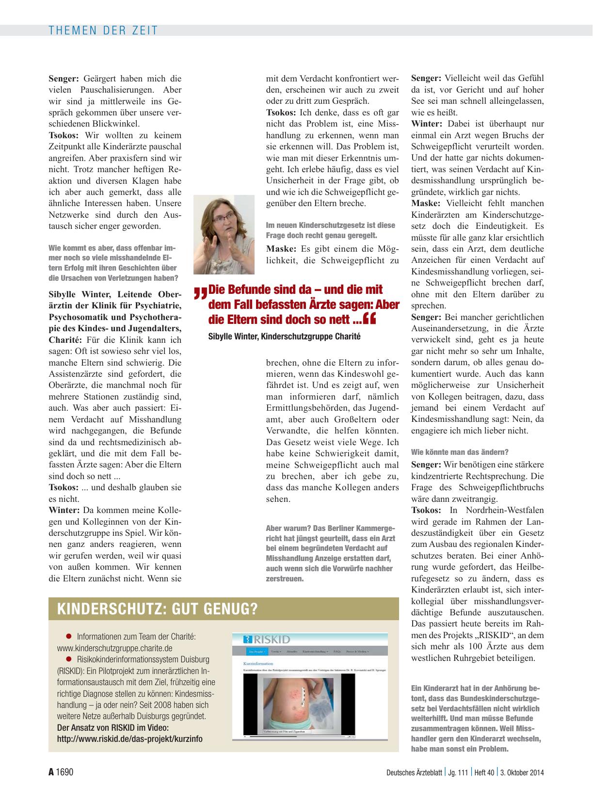 Vorschauseite 3: Interview mit Drs. Jakob Maske, Klemens Senger, Michael Tsokos, Sibylle Winter: Unentdeckte Kindesmisshandlung – Was läuft immer noch schief?