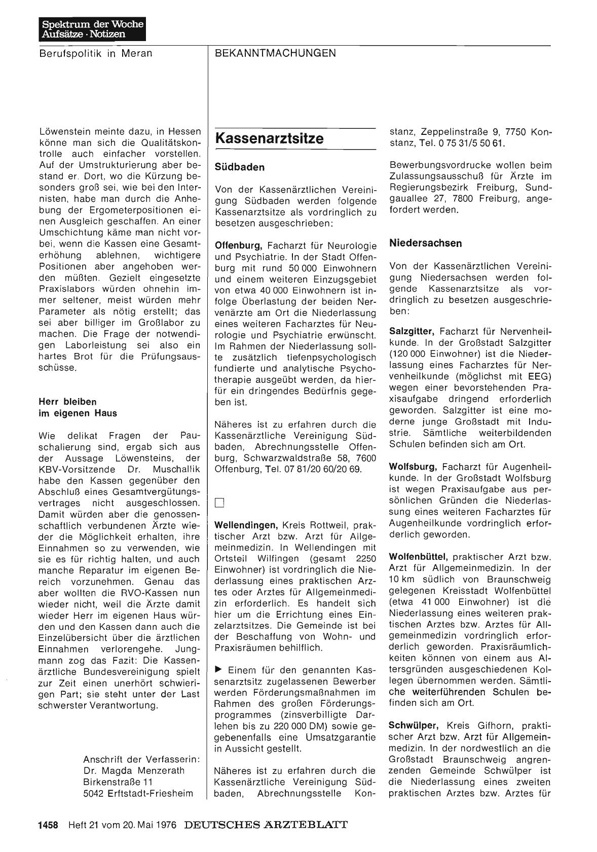 Vorschauseite 1: Kassenarztsitze
