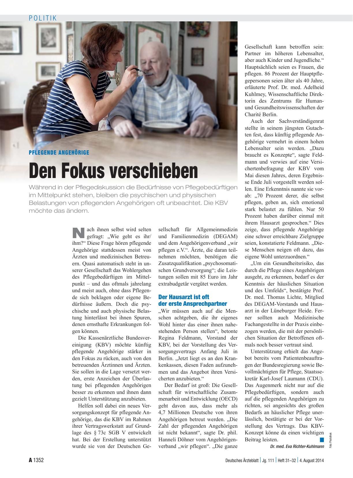 Vorschauseite 1: Pflegende Angehörige: Den Fokus verschieben