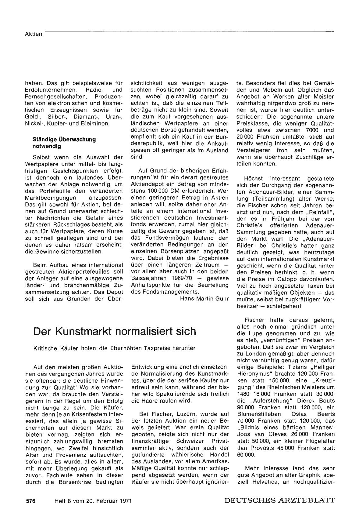 Vorschauseite 1: Der Kunstmarkt normalisiert sich