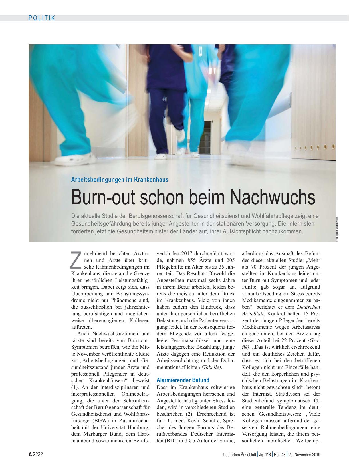 Vorschauseite 1: Arbeitsbedingungen im Krankenhaus: Burn-out schon beim Nachwuchs