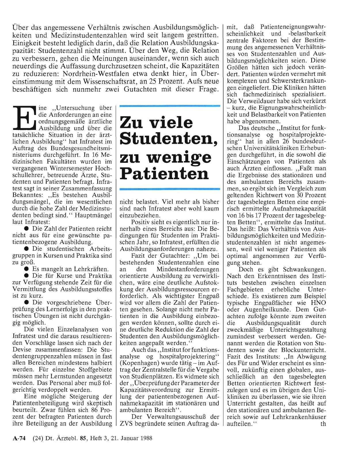 Vorschauseite 1: Zu viele Studenten, zu wenige Patienten