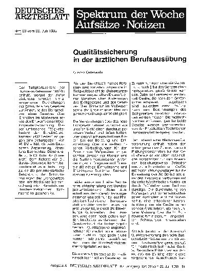Vorschauseite 1: Qualitätssicherung in der ärztlichen Berufsausübung