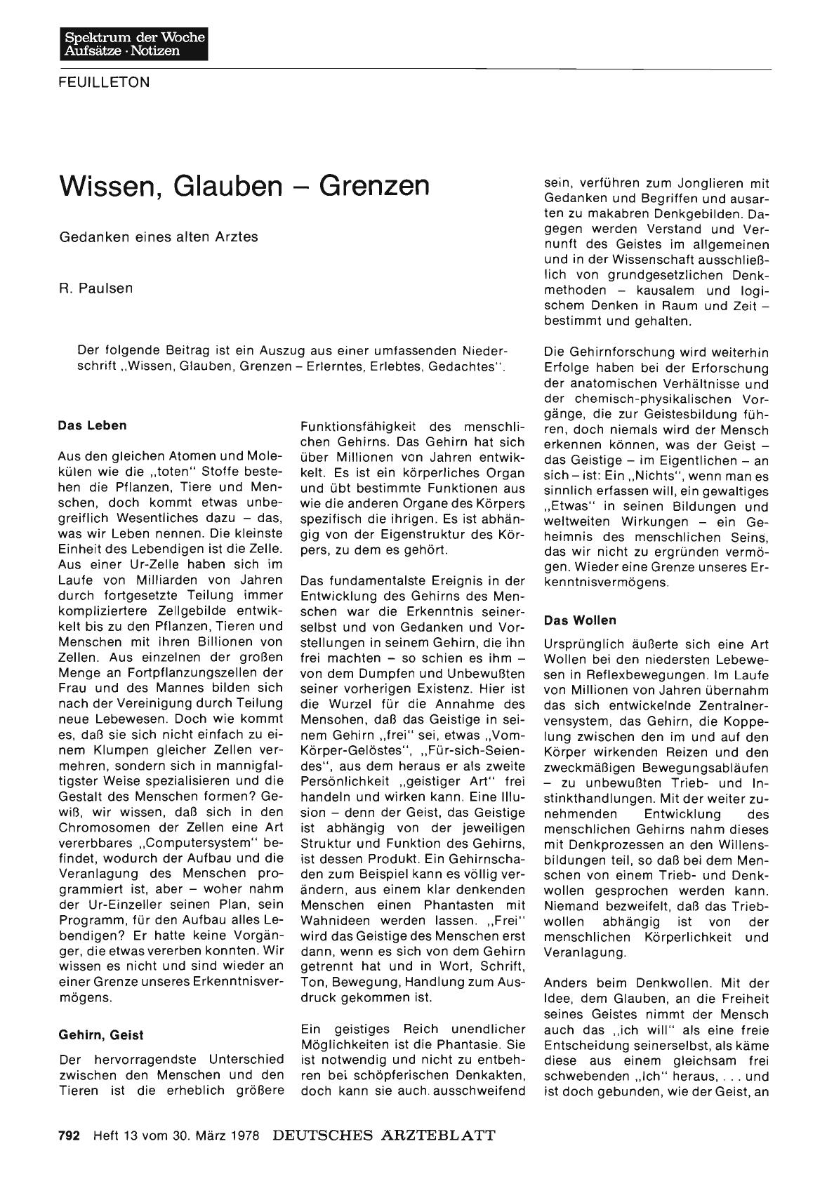 Vorschauseite 1: Wissen, Glauben — Grenzen