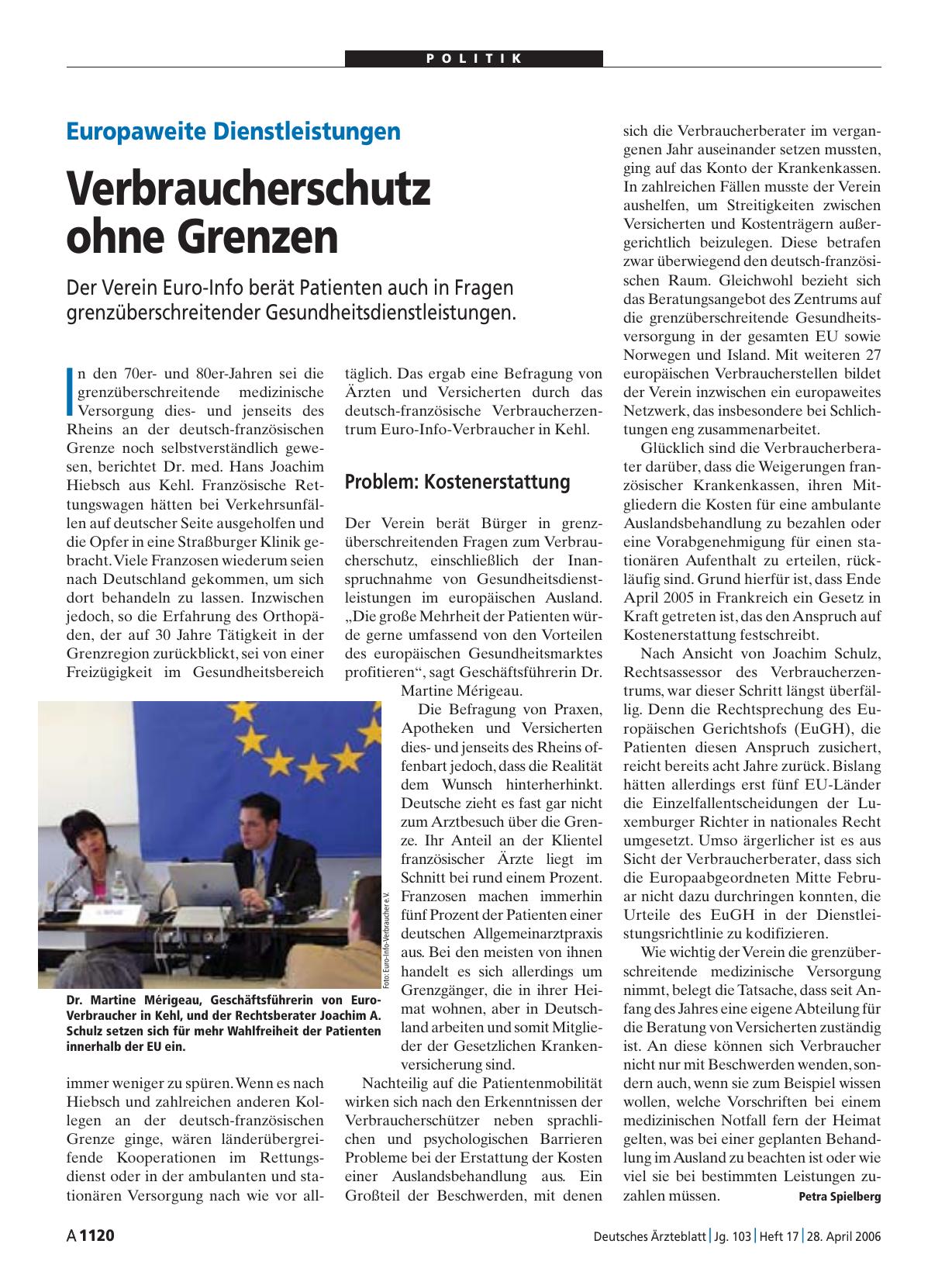 Vorschauseite 1: Europaweite Dienstleistungen: Verbraucherschutz ohne Grenzen