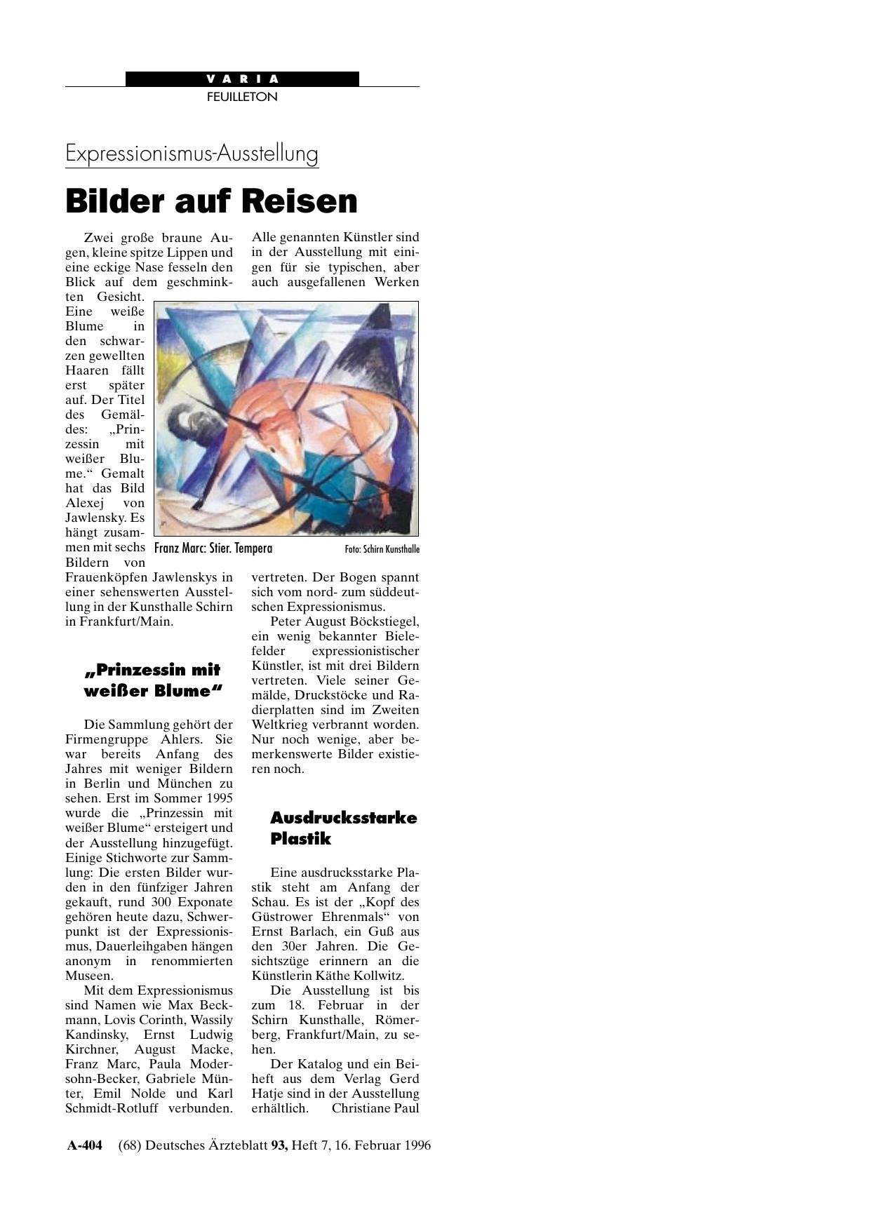 Vorschauseite 1: Expressionismus-Ausstellung: Bilder auf Reisen
