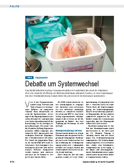 Vorschauseite 1: Organspende: Debatte um Systemwechsel
