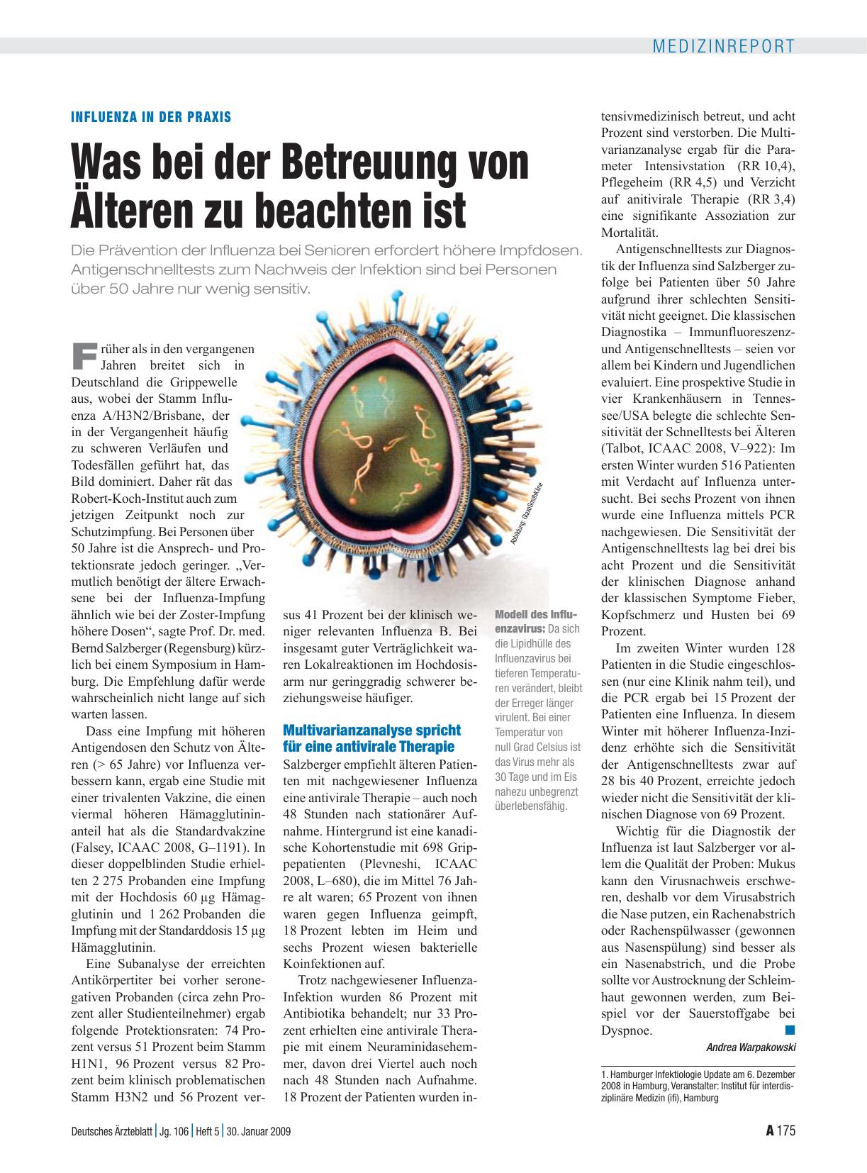 Vorschauseite 1: Influenza in der Praxis: Was bei der Betreuung von Älteren zu beachten ist