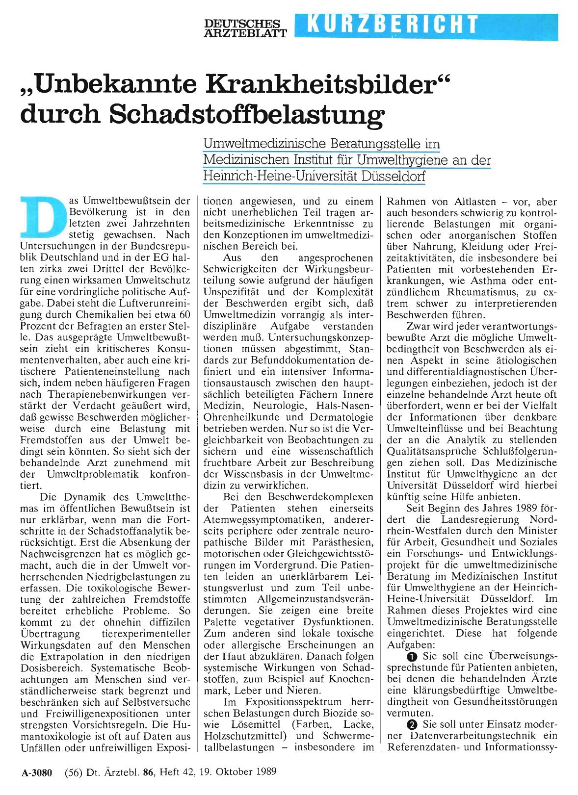 Vorschauseite 1: „Unbekannte Krankheitsbilder” durch Schadstoffbelastung