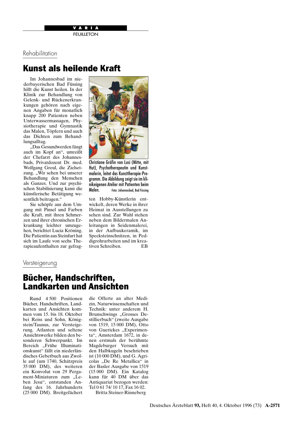 Vorschauseite 1: Rehabilitation: Kunst als heilende Kraft